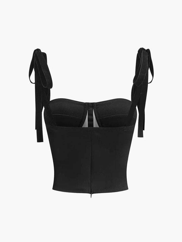Semi-Sheer Tied Mesh Cami Crop Top KNOWRIC