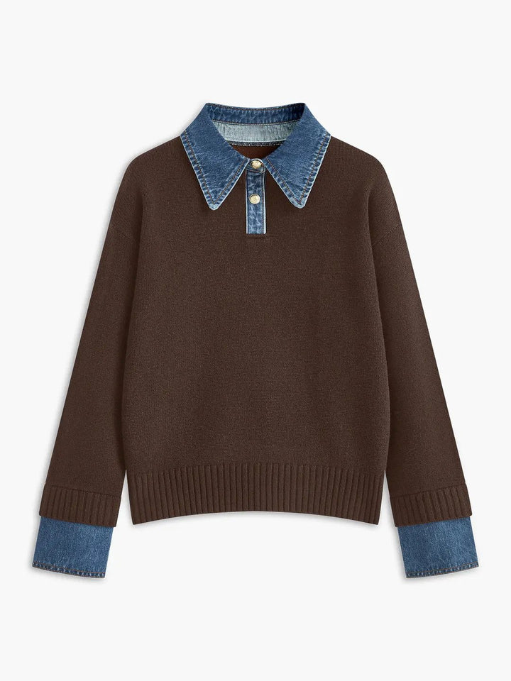 2 in 1 Panel Lapel Sweater KNOWRIC