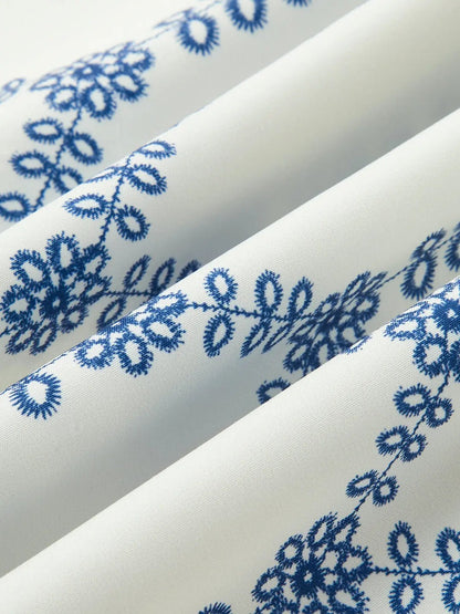 Streetwear Essential: Sapphire Blue Printed Two-Piece Set KNOWRIC