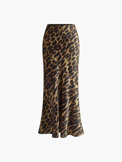 Slim Leopard Print Maxi Skirt KNOWRIC
