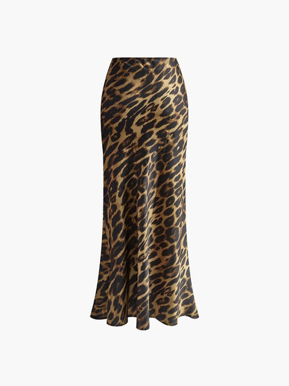 Slim Leopard Print Maxi Skirt KNOWRIC