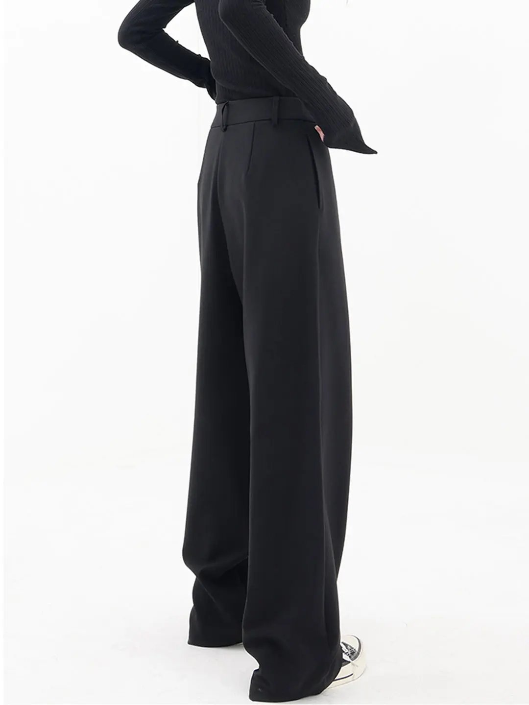 Asymmetrical Layer Button Wide Leg Dress Pants KNOWRIC