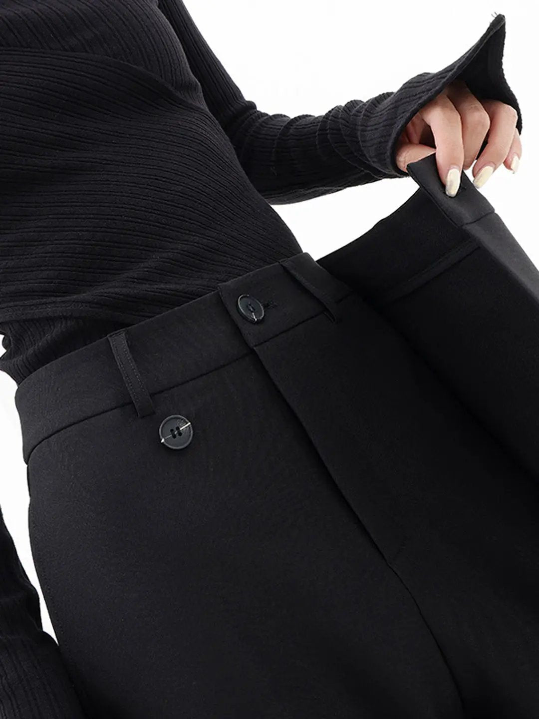 Asymmetrical Layer Button Wide Leg Dress Pants KNOWRIC