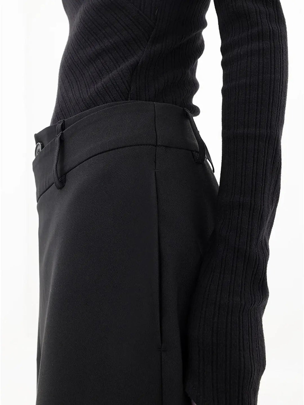 Asymmetrical Layer Button Wide Leg Dress Pants KNOWRIC