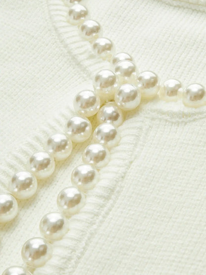 Pearl Trim Ripped Hem Cardigan KNOWRIC