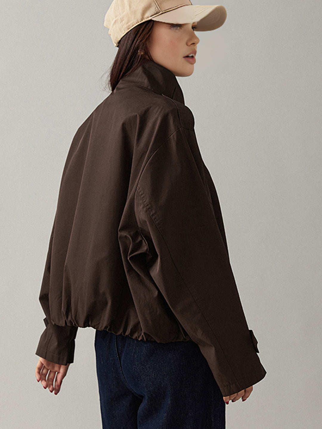 Women’s Stand Collar Trench Coat - Elegant Waist Design - KNOWRIC