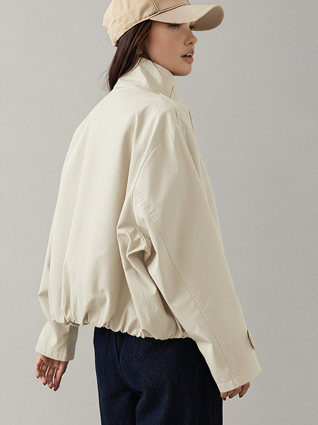 Women’s Stand Collar Trench Coat - Elegant Waist Design - KNOWRIC