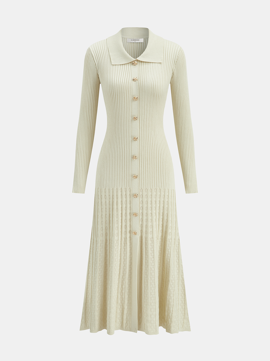 Elegant Long Sleeve Swing Dress - KNOWRIC