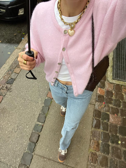 Cropped Knitted Cardigan Sweater - KNOWRIC