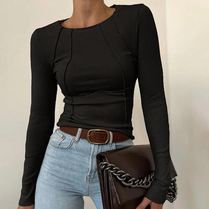 Basic Piping Long Sleeve Top KNOWRIC