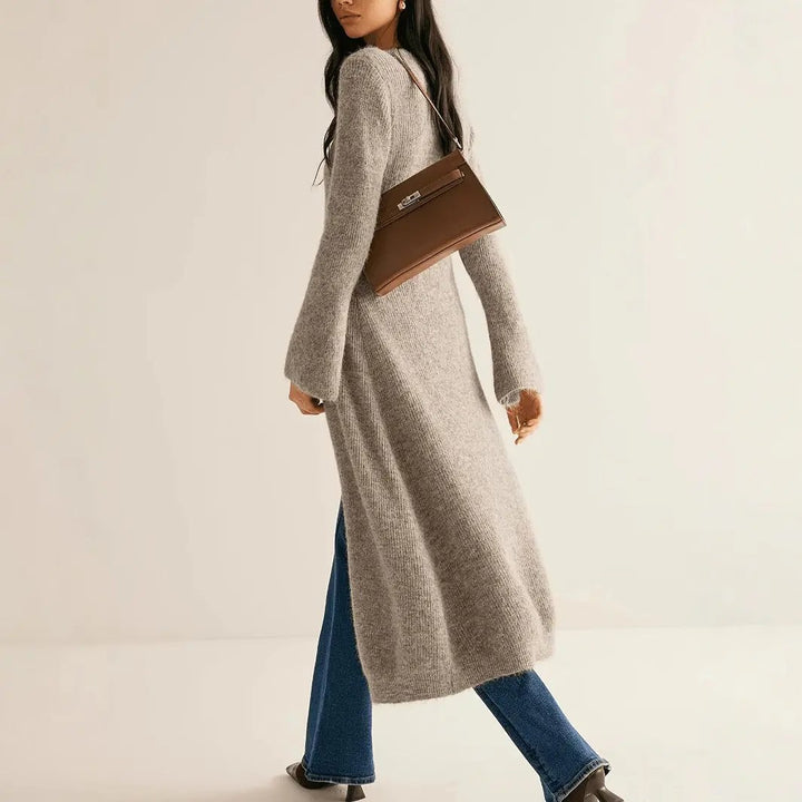 Timeless Khaki Longline Retro Cardigan KNOWRIC