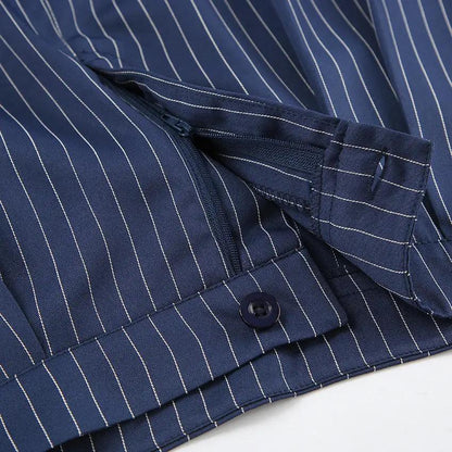 Pinstripe Pleated Wide-Leg Pants KNOWRIC