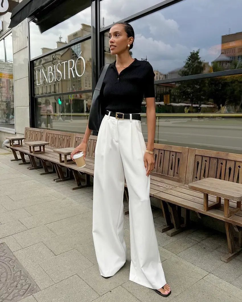 Solid Wide Leg Pants Without Belt KNOWRIC