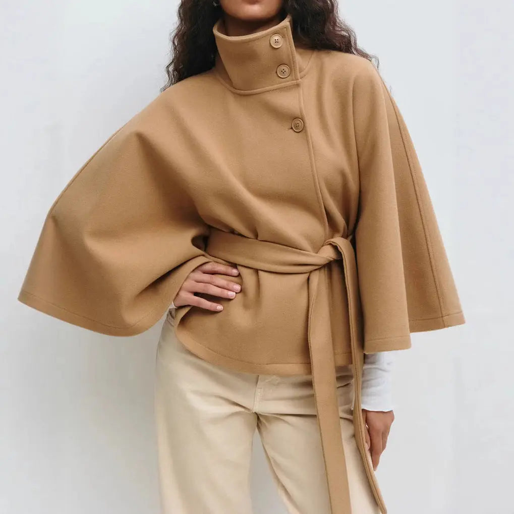 Statement High-Collar Drape Coat KNOWRIC