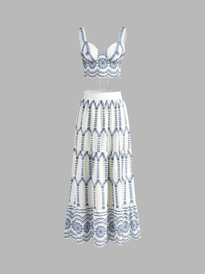 Streetwear Essential: Sapphire Blue Printed Two-Piece Set KNOWRIC