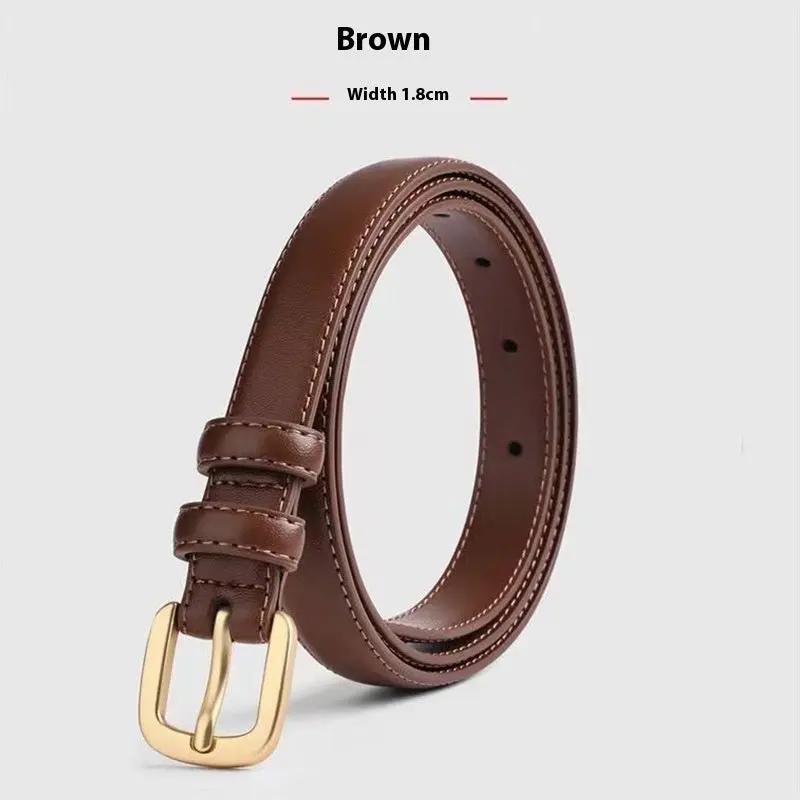 Thin Pin Buckle Leather Belt for Women - Simple & Versatile KNOWRIC