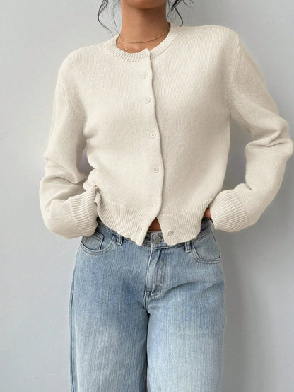 Slim-Fit Cropped Knitted Cardigan Sweater KNOWRIC