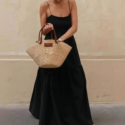 Solid Backless Long Dress Trendsi
