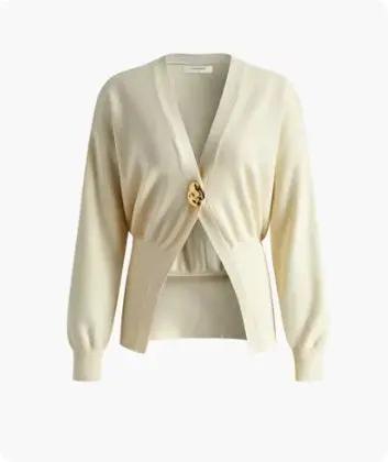 Golden Button Plain Cardigan KNOWRIC