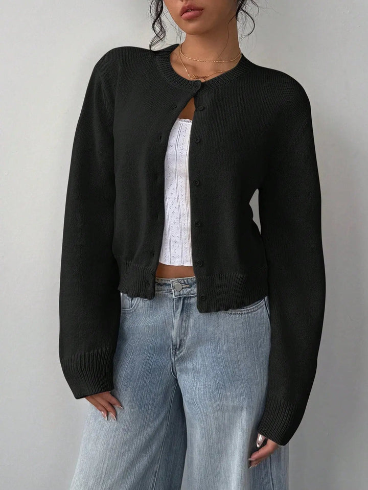 Slim-Fit Cropped Knitted Cardigan Sweater KNOWRIC