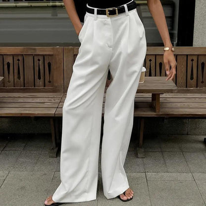 Solid Wide Leg Pants Without Belt KNOWRIC
