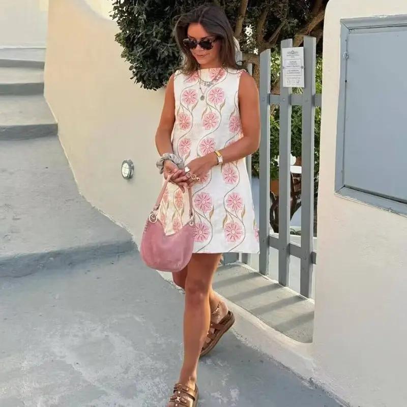 Romantic Print Sleeveless Short Dress KNOWRIC