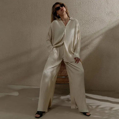 Minimal Chic Two-Piece Set – Solid Color Straight-Leg Elegance Trendsi