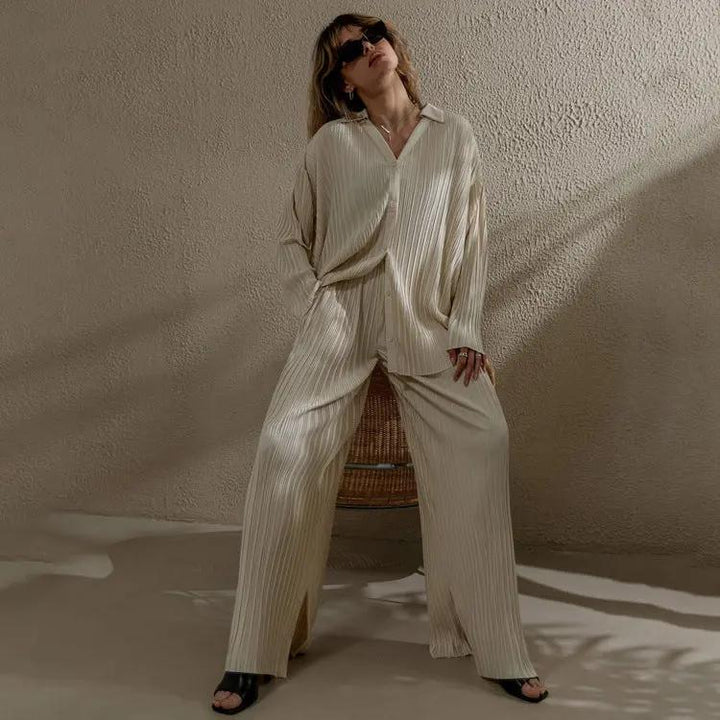 Minimal Chic Two-Piece Set – Solid Color Straight-Leg Elegance Trendsi