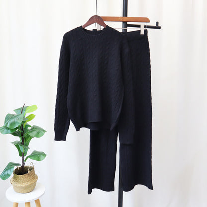 Cozy Knitted Sweater & Wide-Leg Pants Two-Piece Set - KNOWRIC
