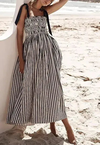 SUMMER SWING STRIPED DRESS KNOWRIC