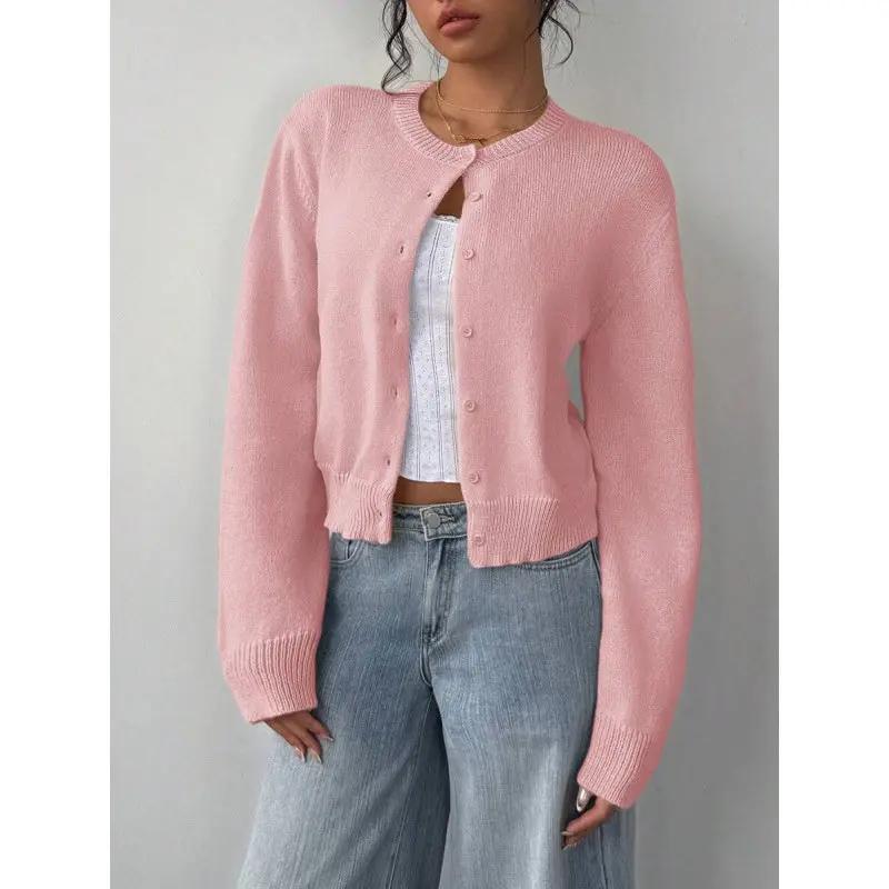 Slim-Fit Cropped Knitted Cardigan Sweater KNOWRIC