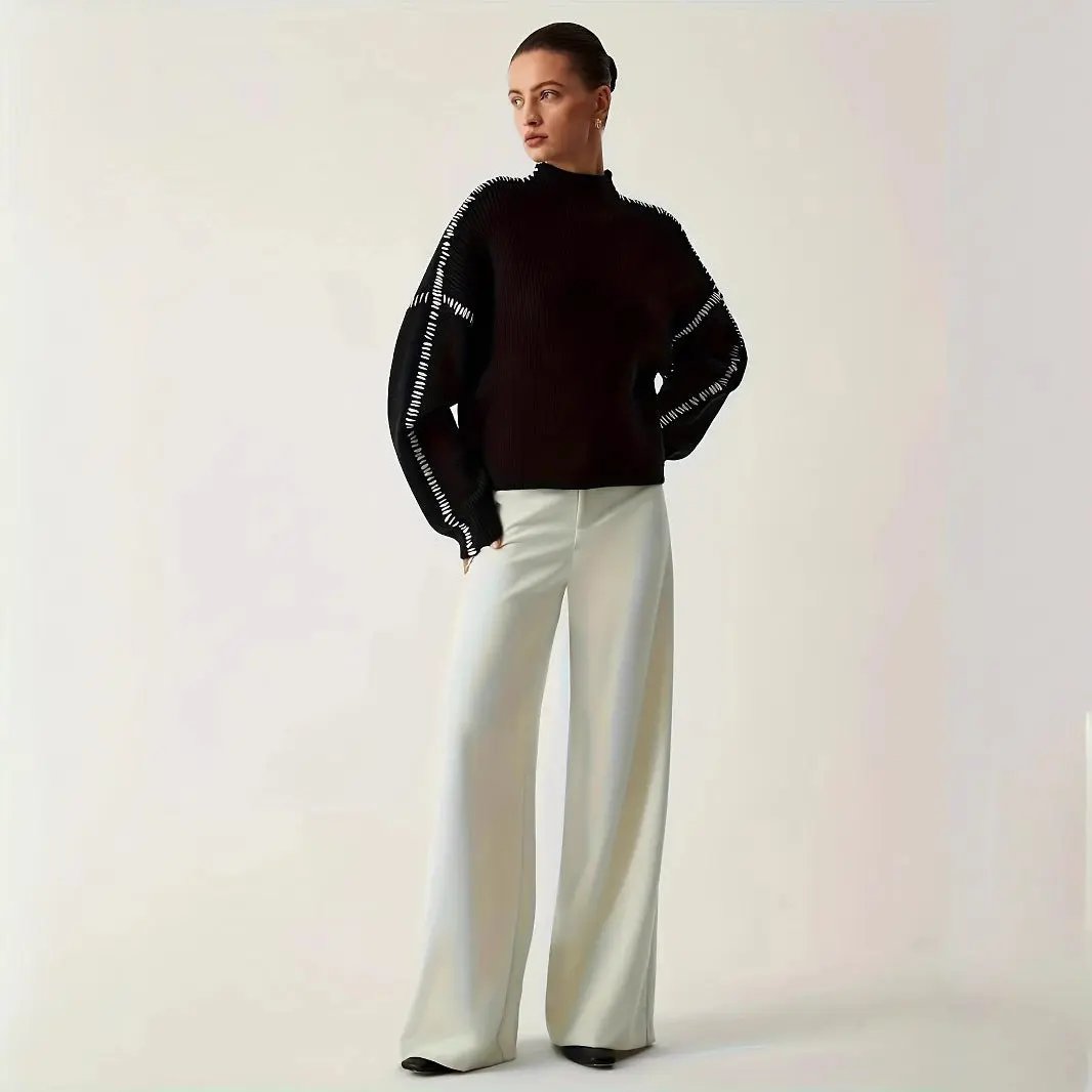 Shift The Focus Oversized Mock Neck Sweater KNOWRIC