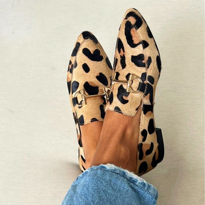 Leopard Print Low Heel Loafers – Chic & Comfortable - KNOWRIC
