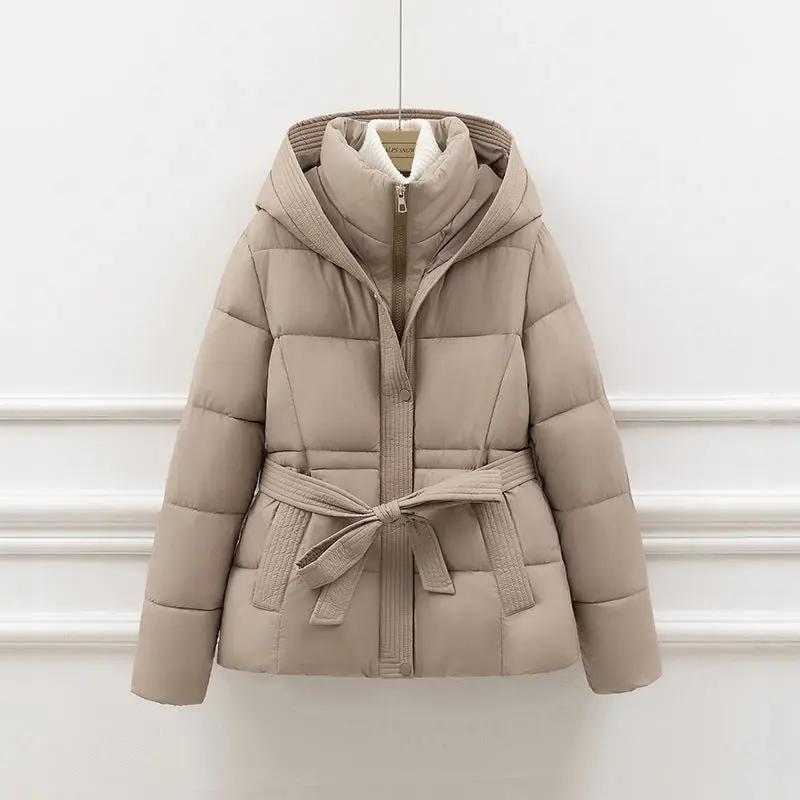 Chic Belted Cropped Puffer Jacket KNOWRIC