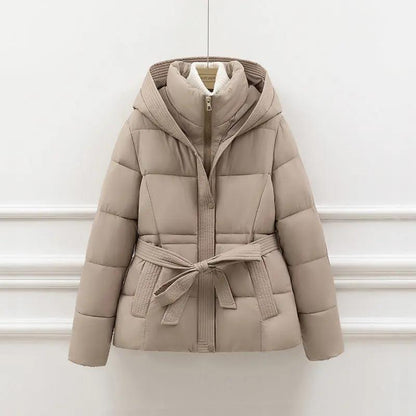 Chic Belted Cropped Puffer Jacket KNOWRIC